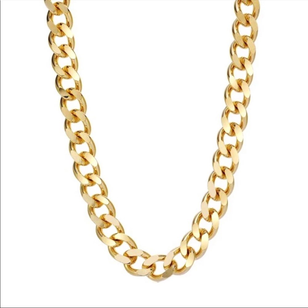 NEW 18K GOLD CHUNKY CUBAN CHAIN NECKLACE - Picture 3 of 5